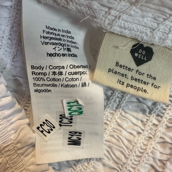 Madewell White Poplin Smocked Halter Crop Top Large NWT - Picture 8 of 10